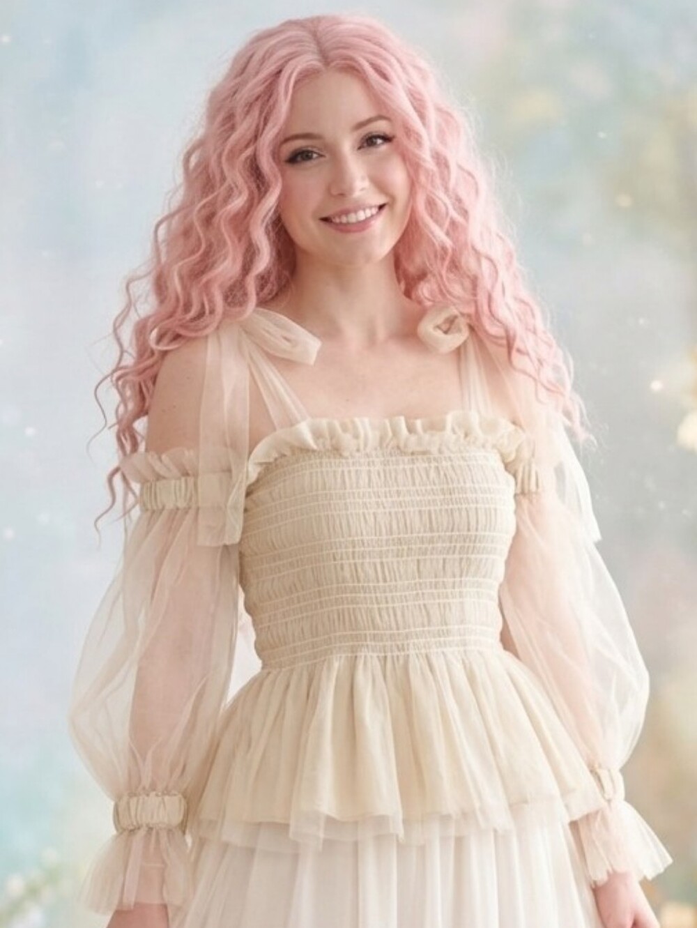 Chelsea "Honey" Romantic Tulle Smocked Top Small/medium